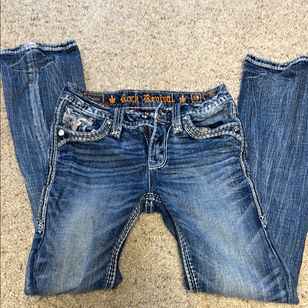 Rock Revival Distressed Bootcut Denim Jeans